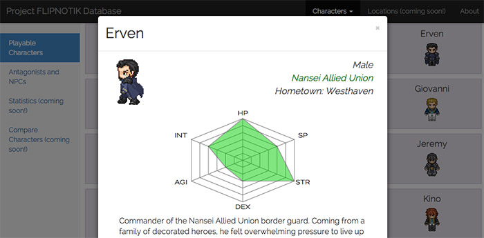Project FLIPNOTIK database screenshot